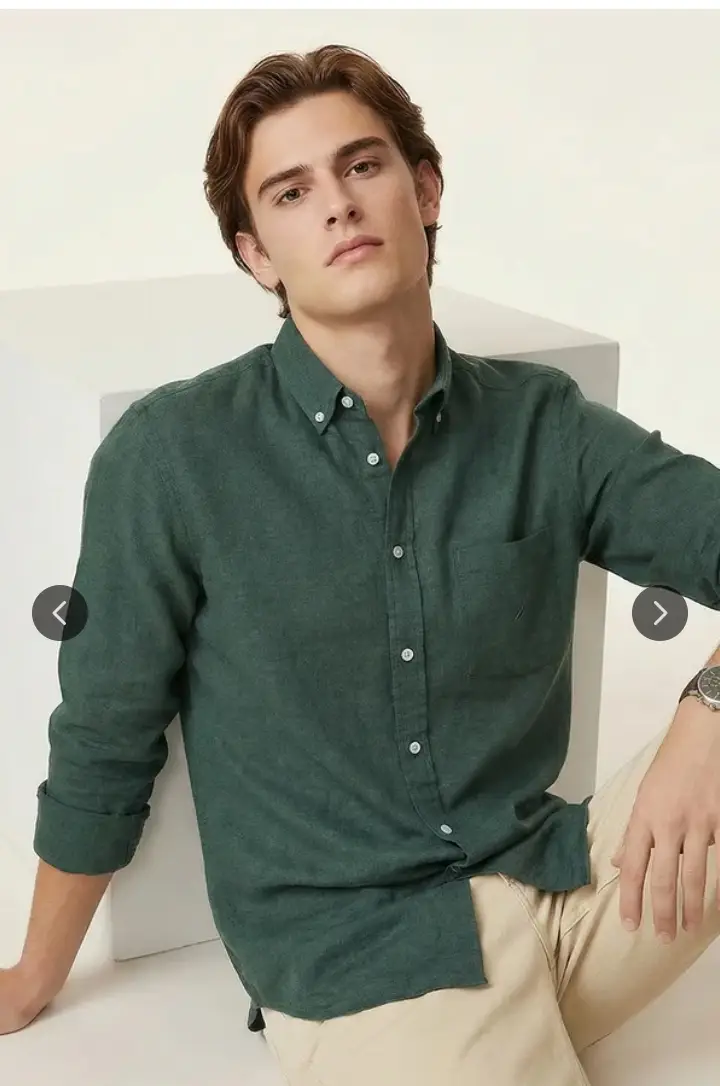 Slim fit botton down linen casual shirt