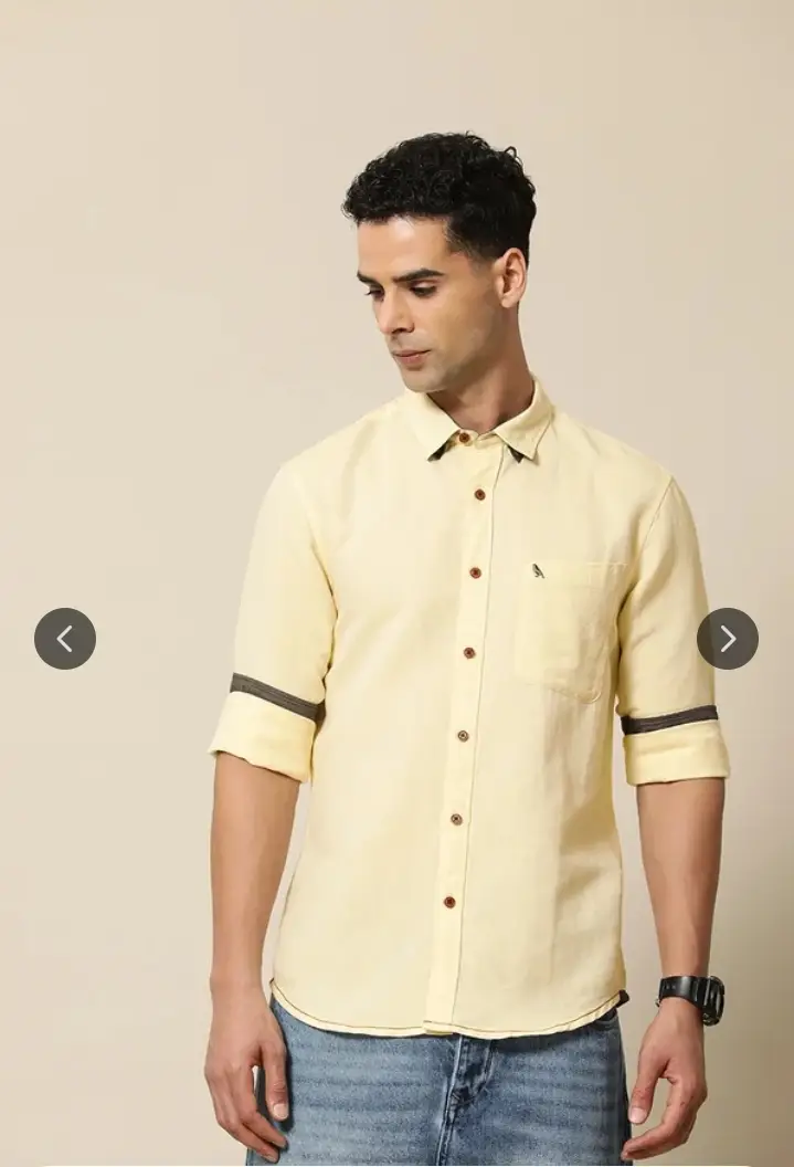 Men Premium Tailored Fit Linen Cotton Oxford Shirt