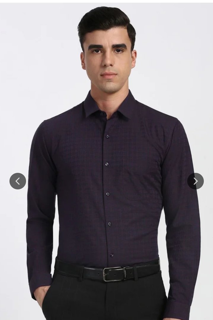 Men Slim Fit Checked Spread Collar Formal Shirt